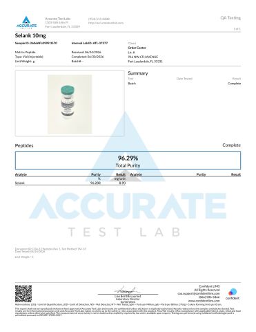 Selank 10mg Peptides - Lab Report